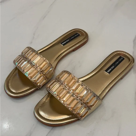 JESSICA RICH / STEVE MADDEN Amber Gold Slide Sandals - Picture 7 of 12
